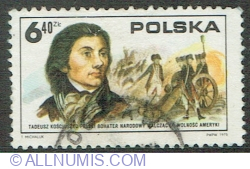 6.40 Zloty 1975 - Tadeusz Kosciuszko (1746-1817), freedom fighter