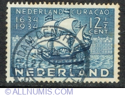 Image #1 of 12 1/2 Cents 1934 - 17th Century War Ship in Curacao