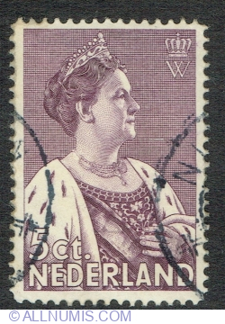 Image #1 of 5 + 4 Cents 1934 - Queen Wilhelmina