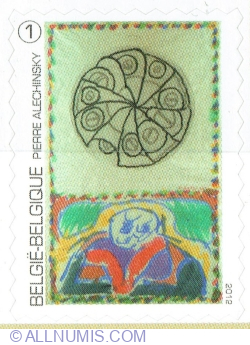 "1" 2012 - Pierre Alechinsky: " Aquarelle estampillée", 1975.