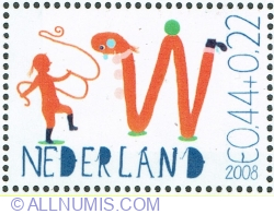 Image #1 of 0.44 + 0.22 Euro 2008 - "W" from "ONDERWIJS" (Education)