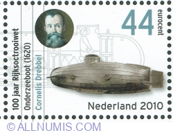 44 Euro cent 2010 - Submarine, Cornelis Drebbel 1620