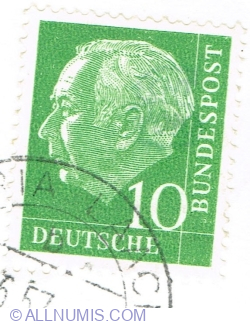 Image #1 of 10 Pfennig 1954 - Prof. Dr. Theodor Heuss (1884-1963), 1st German President