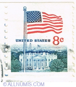 Image #1 of 8 Cents 1971 - Flag and White House