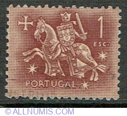 1 Escudo 1953 - Knight on horseback (from the seal of King Dinis)