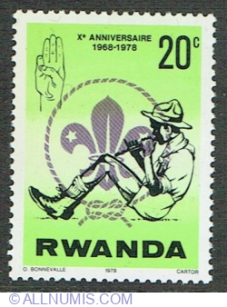 Image #1 of 20 Centimes 1978 -  10th Anniversary of Rwandan scouting