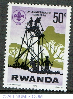 Image #1 of 50 Centimes 1978 -  10th Anniversary of Rwandan scouting