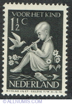 1 1/2 + 1 1/2 Cent 1938 - Child with flute