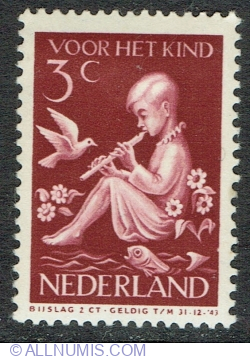 3 + 2 Cents 1938 - Child with flute