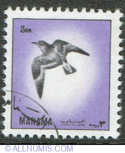 3 Dirham 1972 - Red Knot (Calidris canutus)