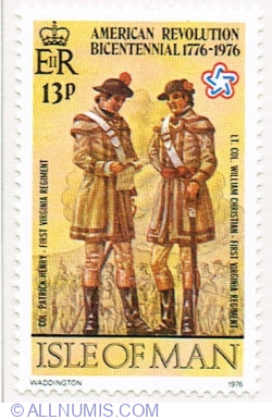 Image #1 of 13 Pence 1976 - Col. Patrick Henry and Lt. col. William Christian