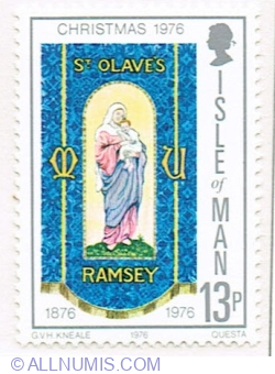 13 Pence 1976 - Virgin and Child on Diocesan banner