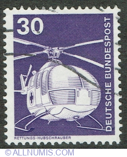 Image #1 of 30 Pfennig 1975 - MBB-Bolkow Bo 105C Rescue Helicopter