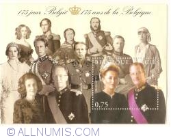 0.75 Euro 2005 - 175 Years of Independence - Belgian Dinasty Souvenir Sheet