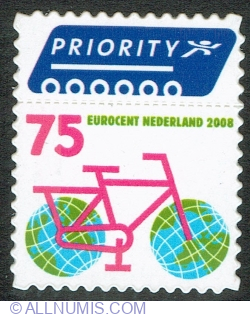 Image #1 of 75 Euro cent 2008 - Bicicletă cu globuri ca roți