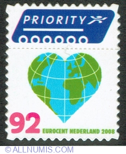 Image #1 of 92 Euro cent 2008 - Glob în formă de inimă