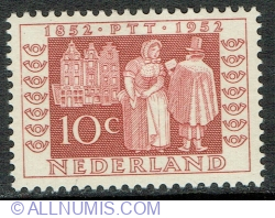 Image #1 of 10 Cents 1952 - Postman in 1852 - Exhibition Stamp ITEP