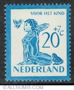 Image #1 of 20 + 7 Cents 1950 - Girl with Butterfly and Frog