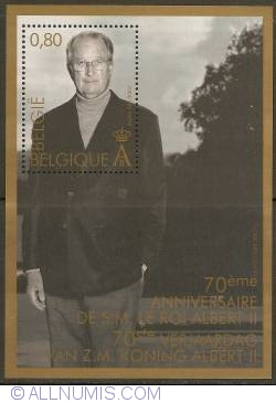 0,80 Euro 2004 - 70th Anniversary of King Albert II Souvenir Sheet