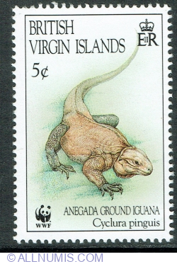 5 Centi 1994 - Anegada Ground Iguana (Cyclura pinguis)