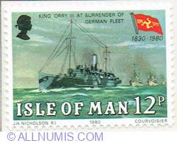 Image #1 of 12 Pence 1980 - Mail Boat "King Orry III" at surrender of German Fleet