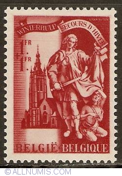 1 + 1 Francs 1943 - Winter Help - St. Martin - St. Martin's Church in Kortrijk