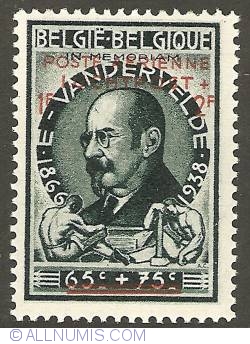 Image #1 of 1 + 2 Francs 1947 - Emile Vandervelde - Airmail with overprint (French version)
