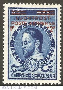 1 + 2 Francs 1947 - Father Damien - Airmail with overprint (Dutch version)
