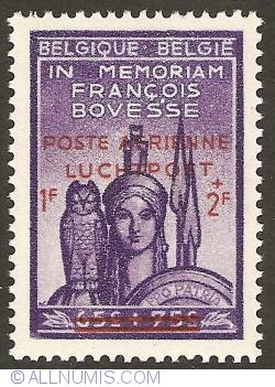 Image #1 of 1 + 2 Francs 1947 - François Bovesse - Airmail with overprint (French version)