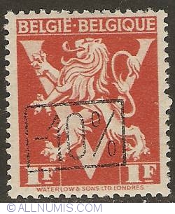 Image #1 of 1 Franc 1946 BELGIE-BELGIQUE with overprint -10%