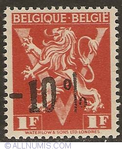 Image #1 of 1 Franc 1946 BELGIQUE-BELGIE with overprint -10%