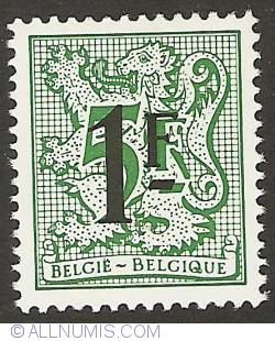 1 Franc 1982 - Heraldic Lion - overprint on 5 Francs BE-1960