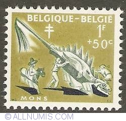 Image #1 of 1 Franc + 50 Centimes 1959 - Combat dit Lumeçon (Mons)