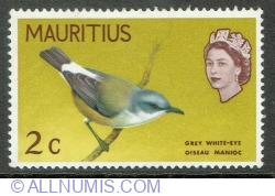 2 Cents 1968 - Mauritius Grey White-eye (Zosterops mauritianus)