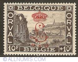 10 + 10 Francs 1929 - Orval Abbey with overprint "Crowned L" - Ruins