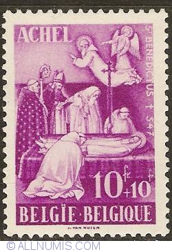 10 + 10 Francs 1948 - Achel Abbey - Death of St. Benedict
