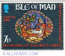 Image #1 of 7 Pence 1981 - Nativity Scene (stained glass window, St. George's Chapel)