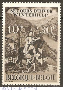 Image #1 of 10 + 30 Francs 1944 - Winter Help - St. Martin in a Walloon landscape