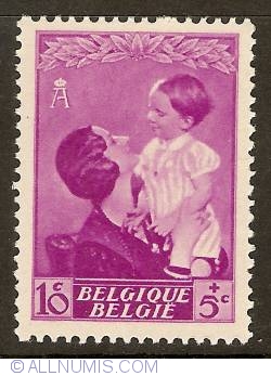 Image #1 of 10 + 5 Centimes 1937 - Queen Astrid with Prince Baudouin