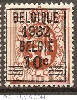 Image #1 of 10 Centimes overprint on 70 Centimes 1932 coat of arms