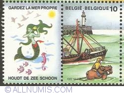 Image #1 of 10 Francs 1988 - Fishing Boat with Shrimp Fisher + Tab Mermaid