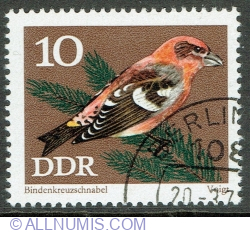 10 Pfennig 1973 - Two-barred Crossbill (Loxia leucoptera)