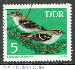 5 Pfennig 1973 - Common Firecrest (Regulus ignicapillus)