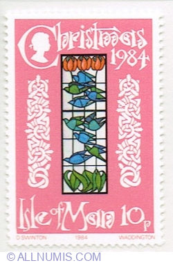 10 Pence 1984 - Stained glass window (birds), Glencrutchery House, Douglas