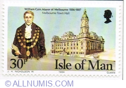 30 Pence 1984 - William Cain as Mayor of Melbourne, Melbourne Town Hall