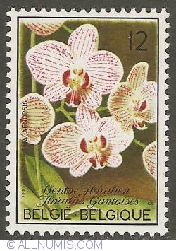 Image #1 of 12 Francs 1985 - Floralies of Ghent - Orchids - Phalaenopsis Lippstick "Malibu"