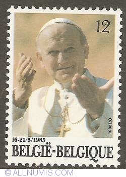 12 Francs 1985 - Pope John Paul II - Visit to Belgium