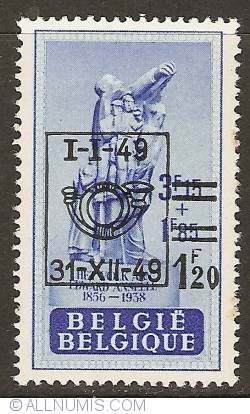 1,20 Francs 1949 - Edward Anseele overprint on 3,15 Francs