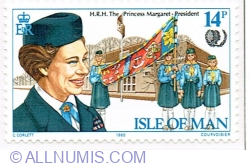 14 Pence 1985 - Princess Margaret (president), Isle of Man standard & guides