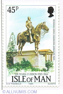 45 Pence 1985 - Equestrian monument, 1866 Bangalore, India